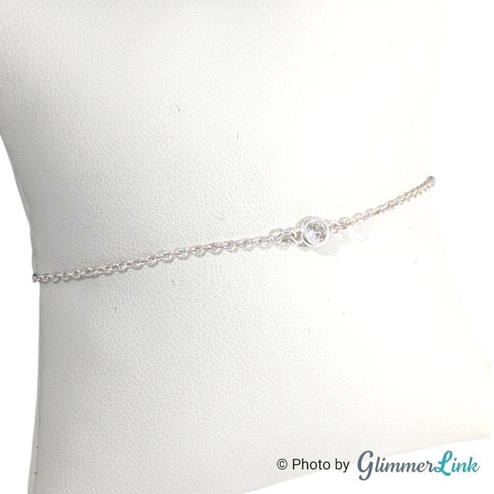 Ettika Minimalist Solo Crystal Silver Plated Chain Bracelet